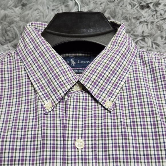 Ralph Lauren Shirt Mens‎ 16.5 Large Plaid Custom Fit Button Down Dress Shirt - Picture 5 of 11